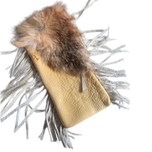 hand sewn Handbags - Hand Sewn Fringe Leather & Fur Indian Pouch Bag Case Medicine Bag Pipe Case